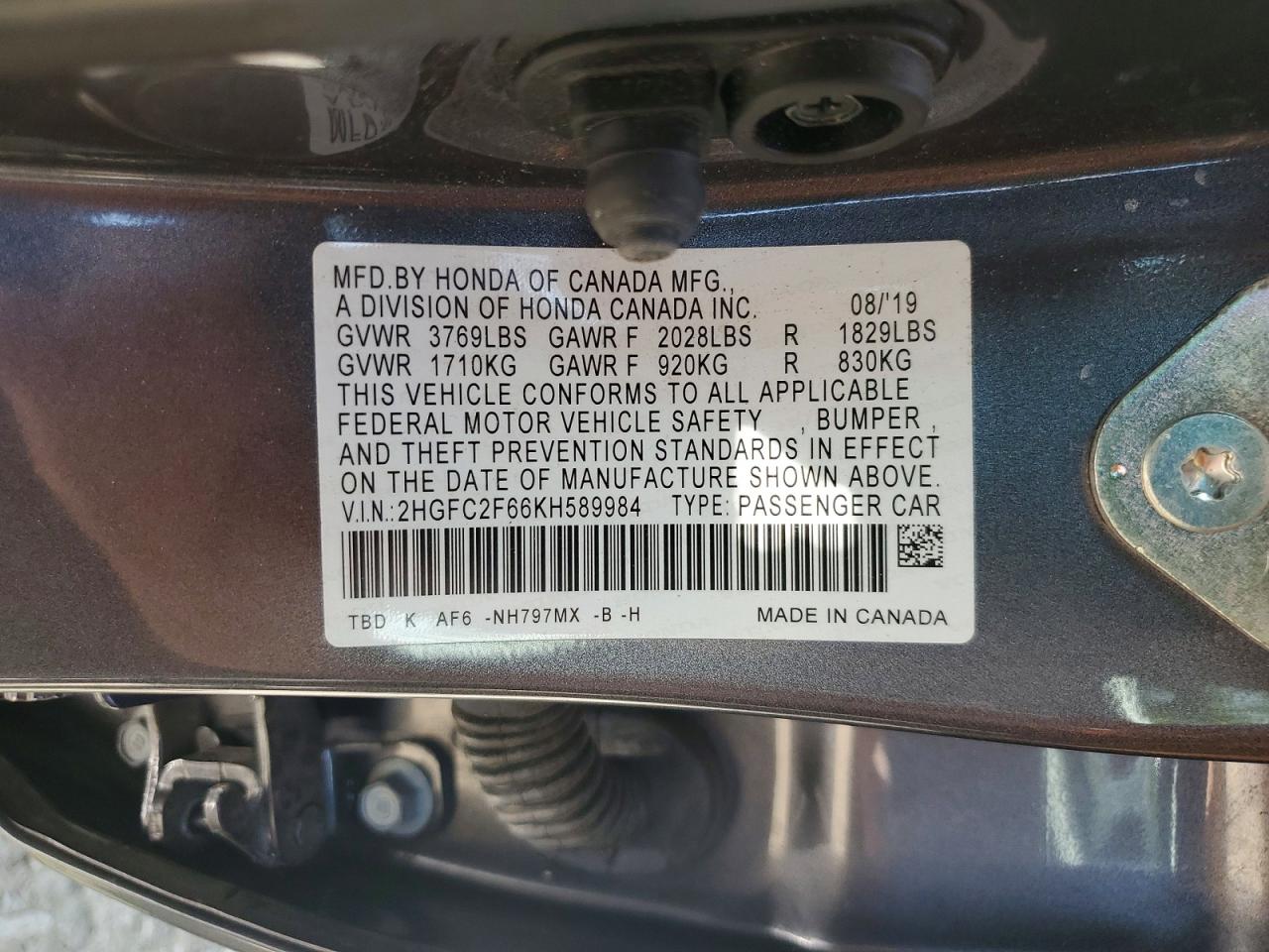 2019 HONDA CIVIC