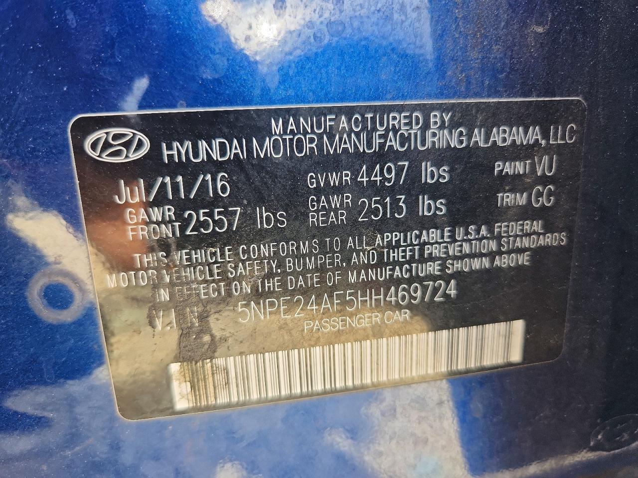 2017 HYUNDAI SONATA