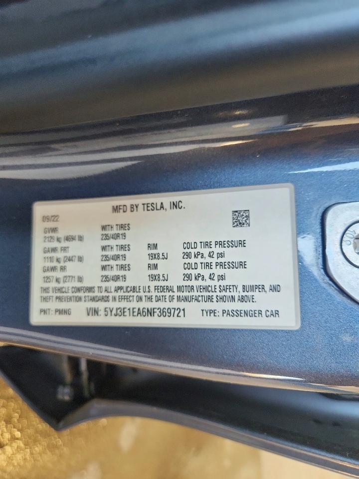 2022 TESLA MODEL 3