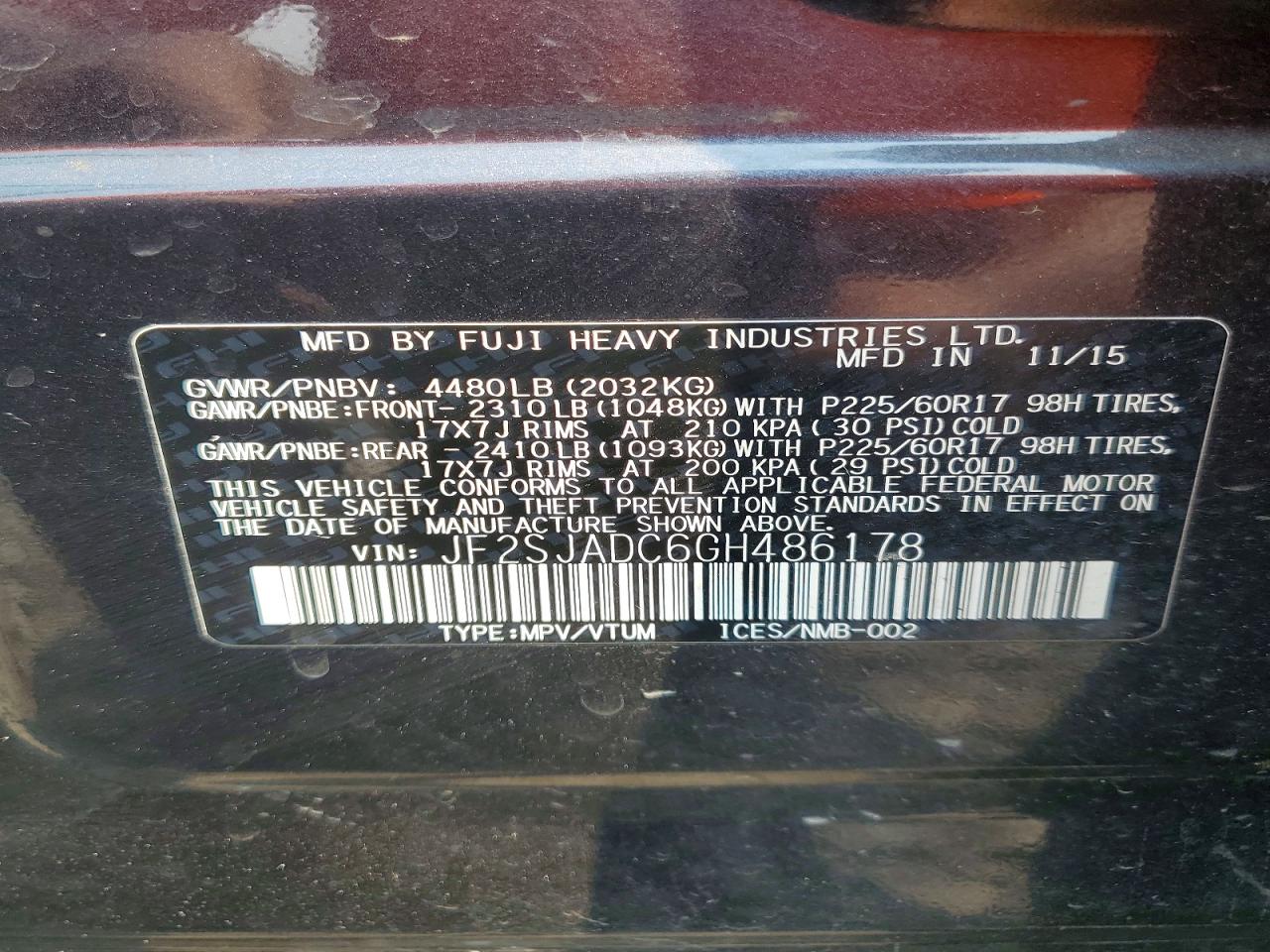 2016 SUBARU FORESTER