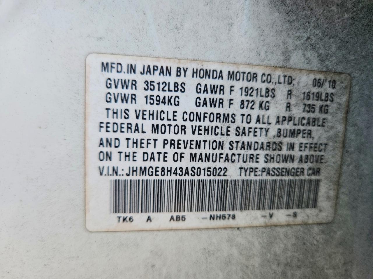 2010 HONDA FIT