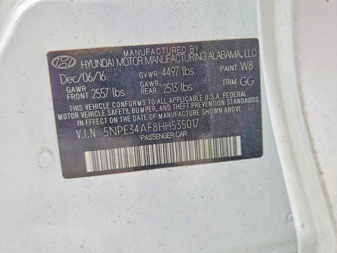 2017 HYUNDAI SONATA