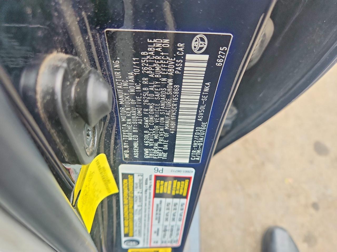 2012 TOYOTA CAMRY