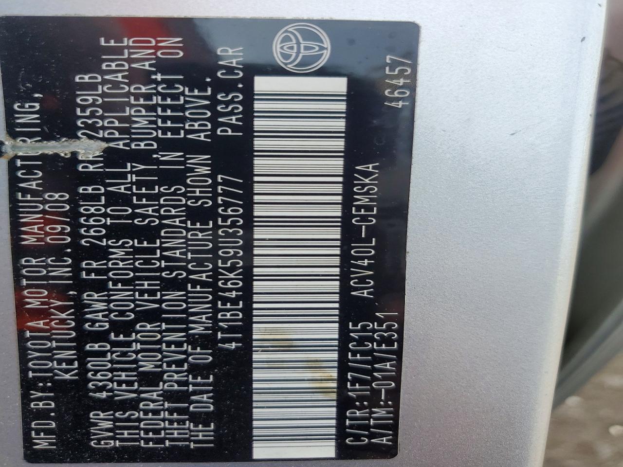 2009 TOYOTA CAMRY