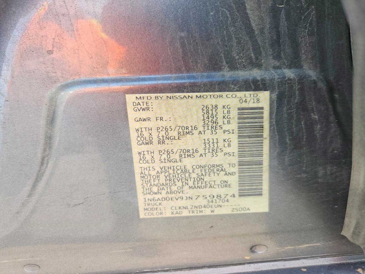 2018 NISSAN FRONTIER