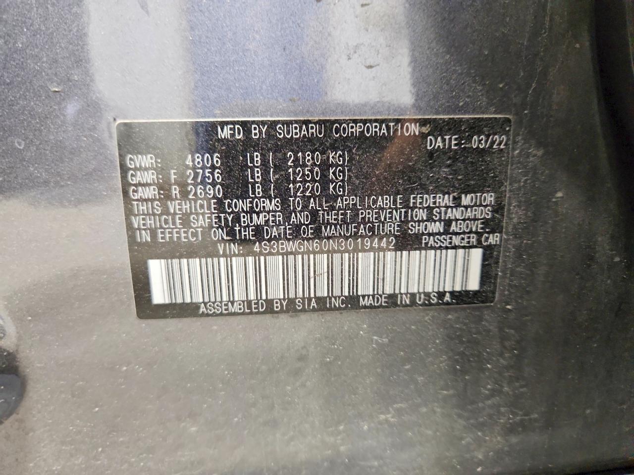 2022 SUBARU LEGACY