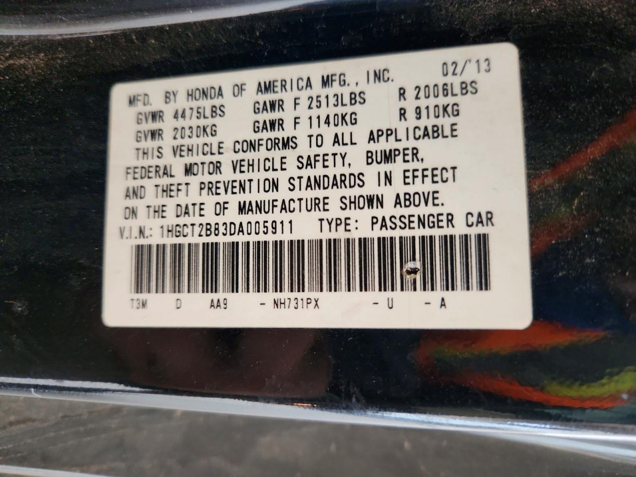2013 HONDA ACCORD