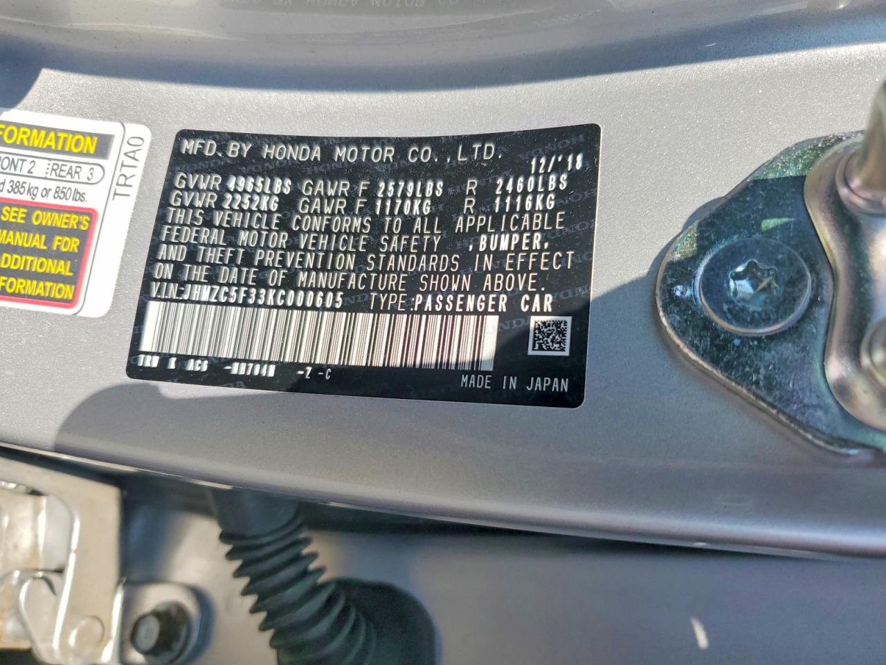 2019 HONDA CLARITY