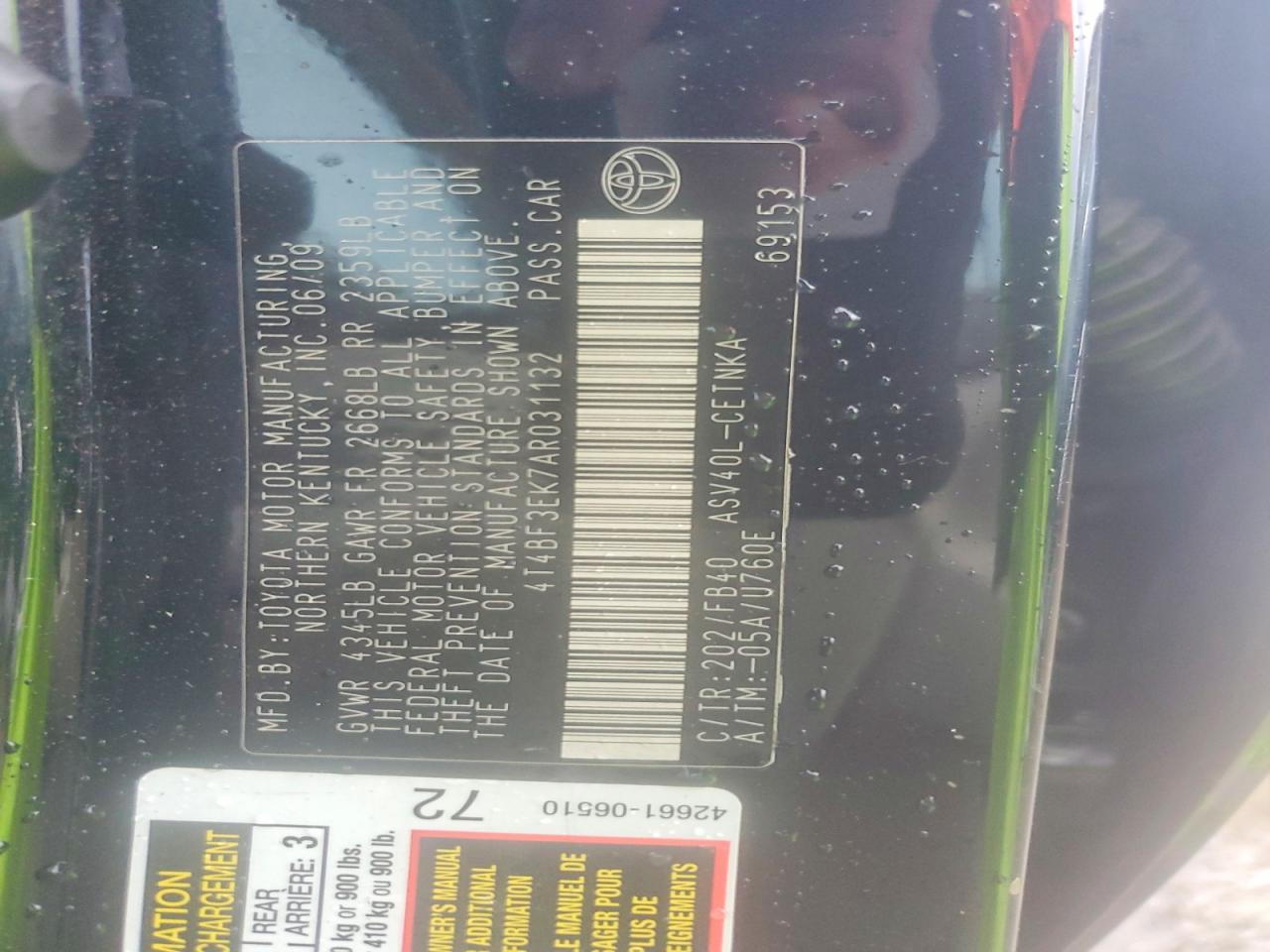 2010 TOYOTA CAMRY