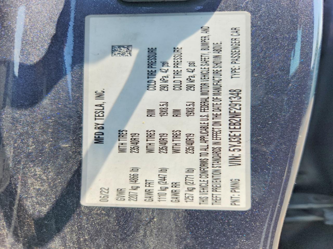 2022 TESLA MODEL 3