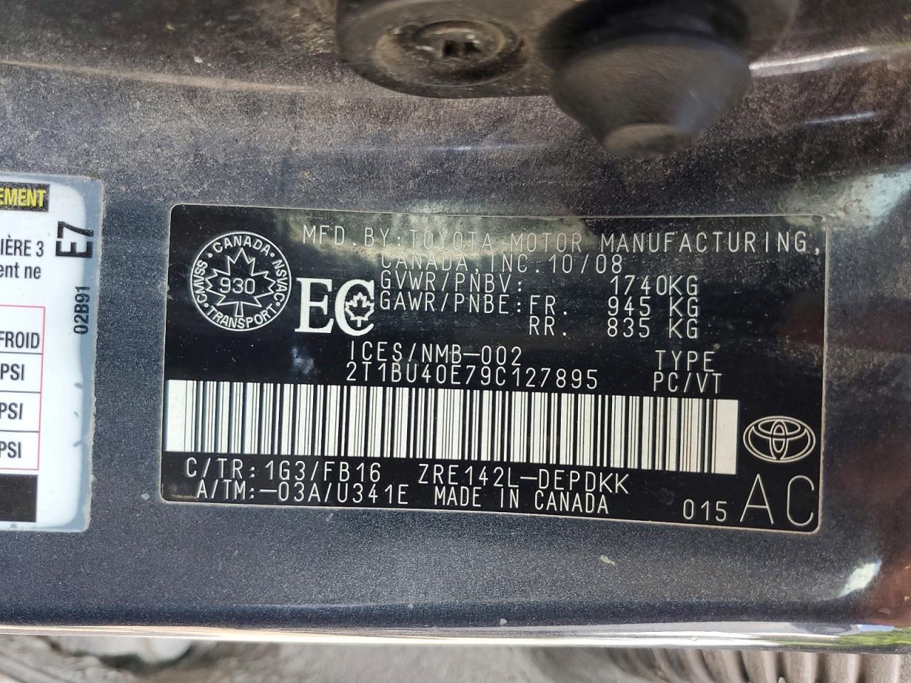 2009 TOYOTA COROLLA