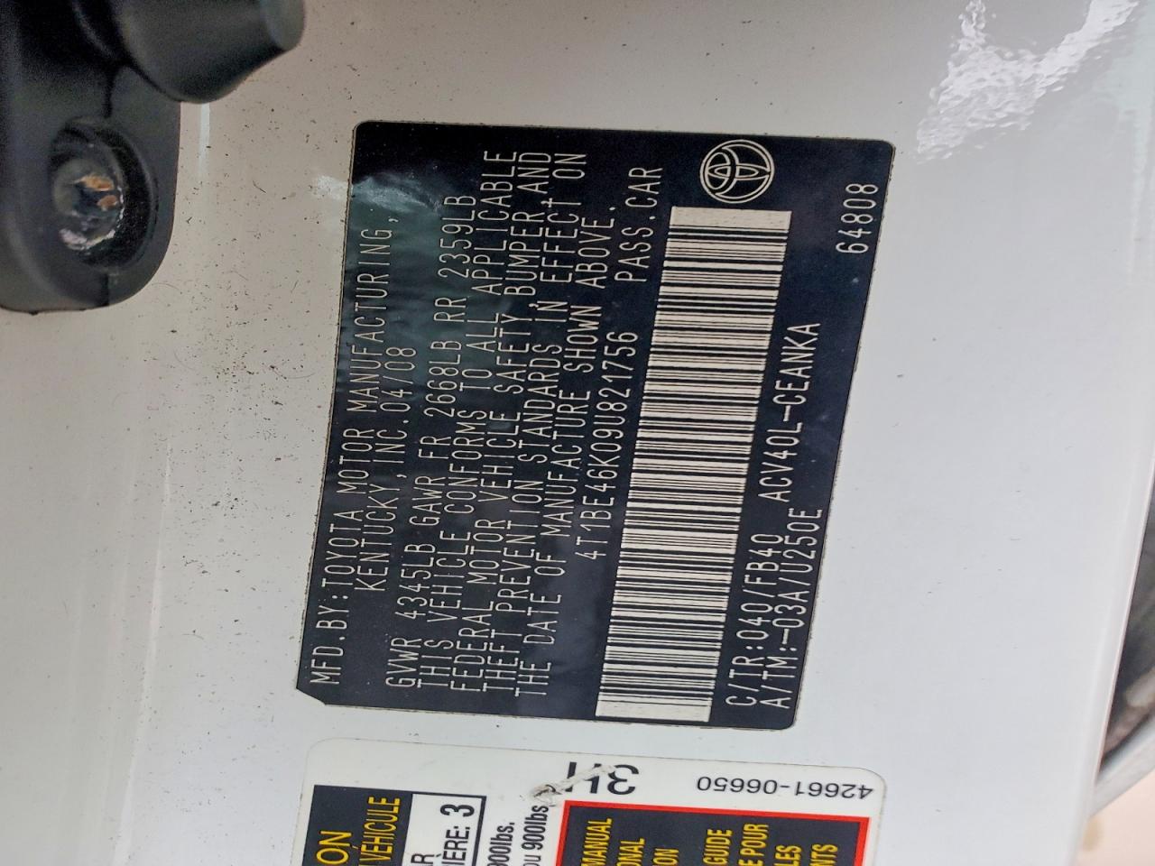 2009 TOYOTA CAMRY