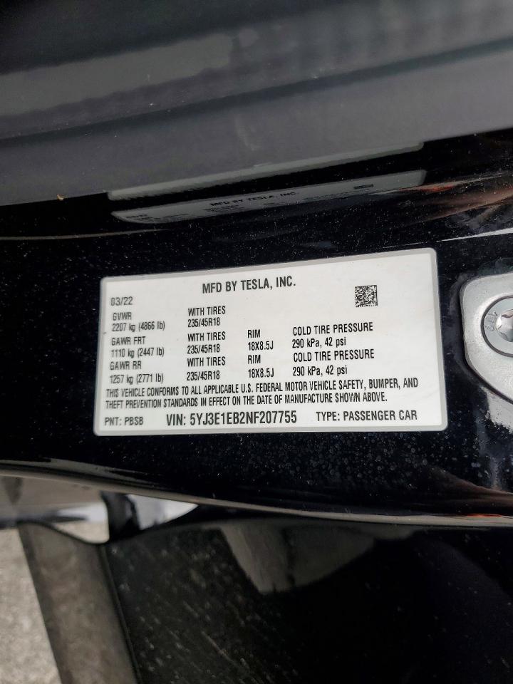 2022 TESLA MODEL 3