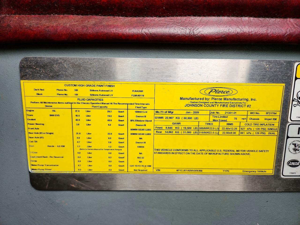 2009 PIERCE MFG. INC. ALL OTHER