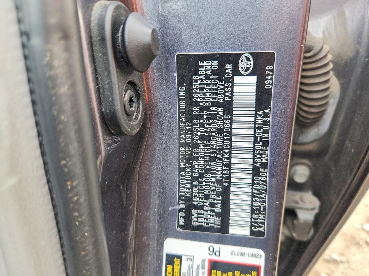 2012 TOYOTA CAMRY