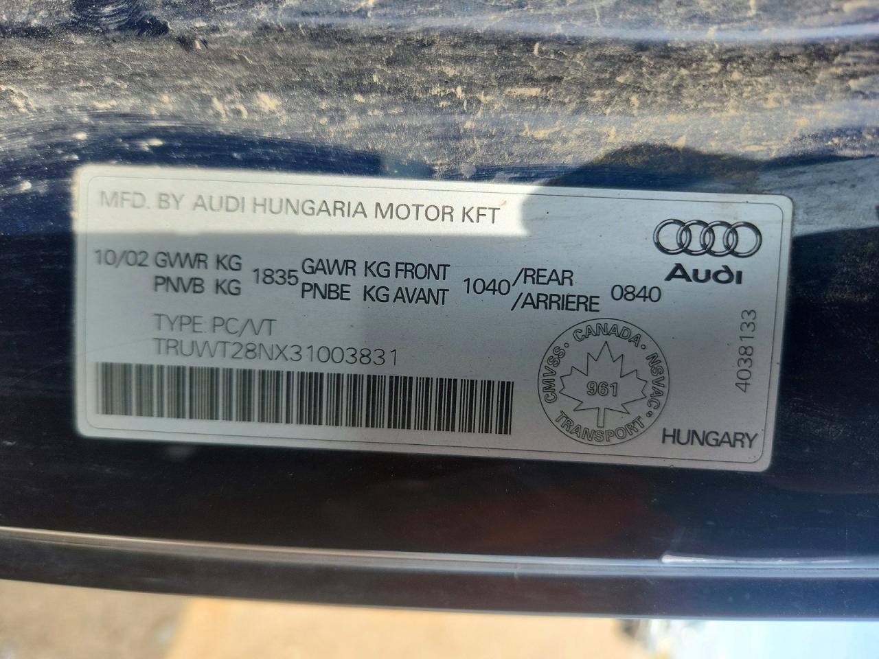 2003 AUDI TT