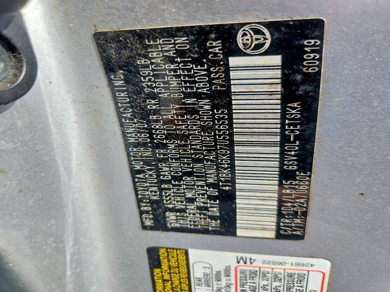 2007 TOYOTA CAMRY