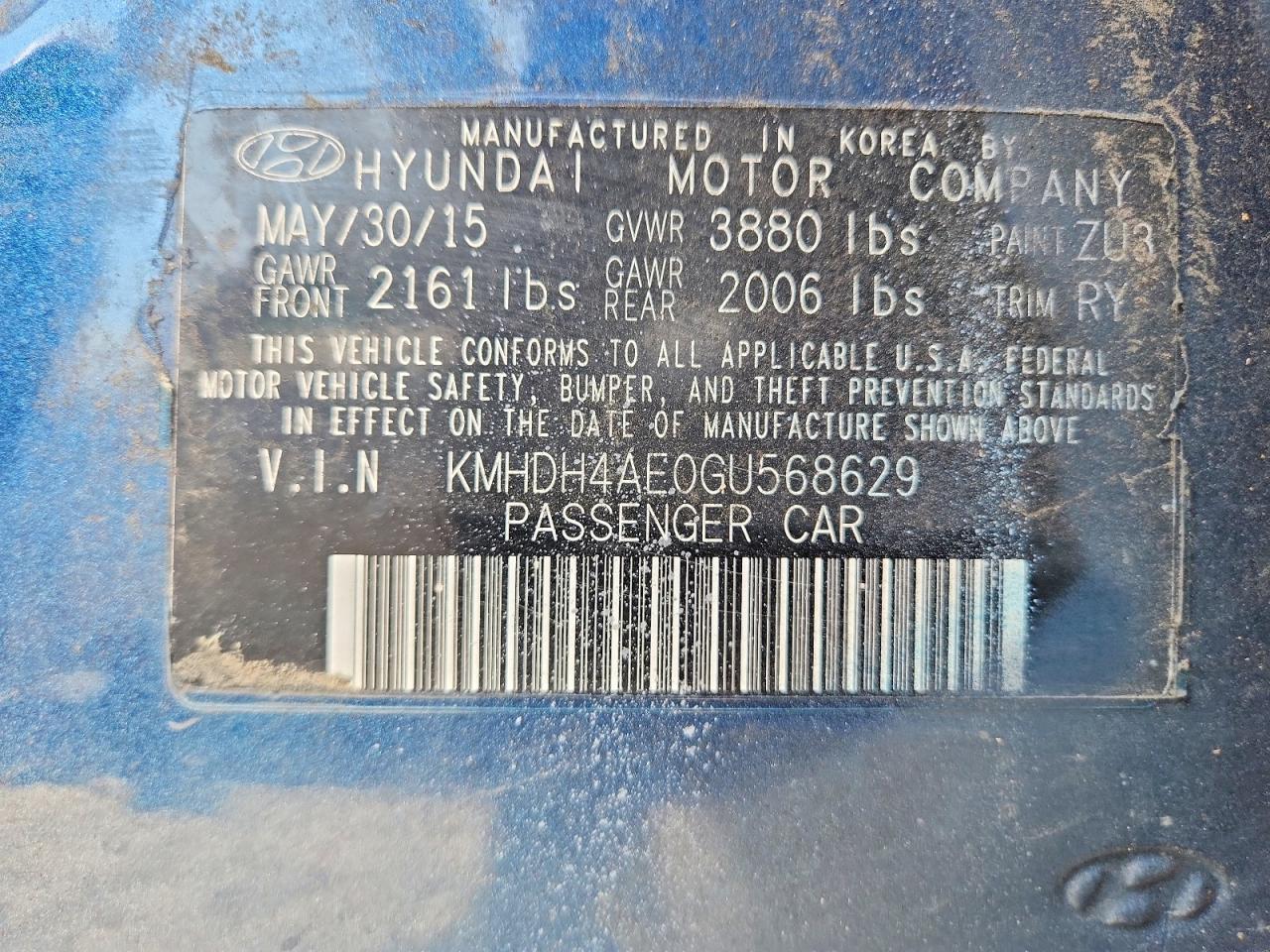 2016 HYUNDAI ELANTRA