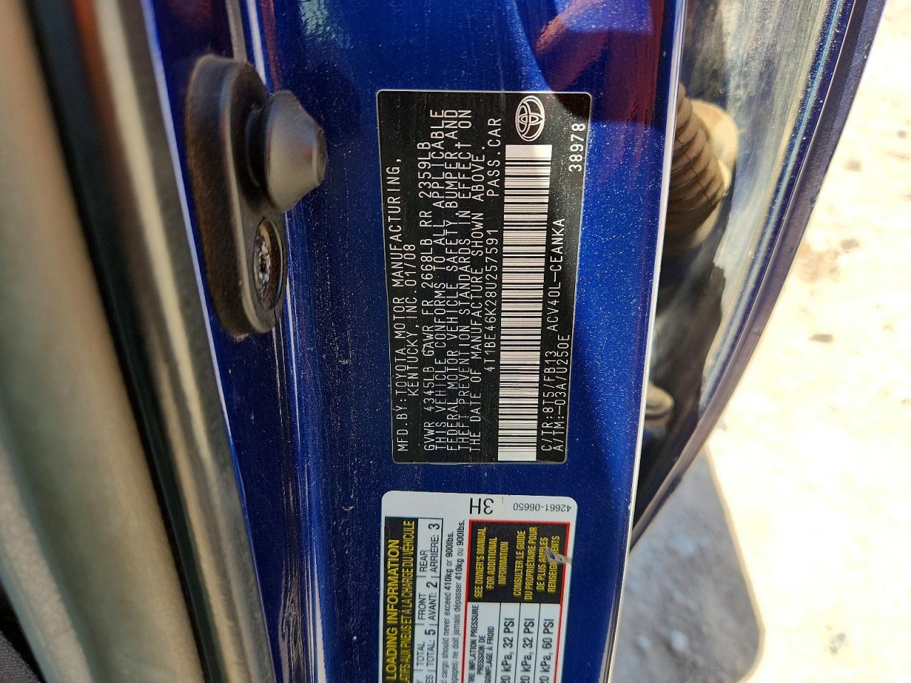2008 TOYOTA CAMRY