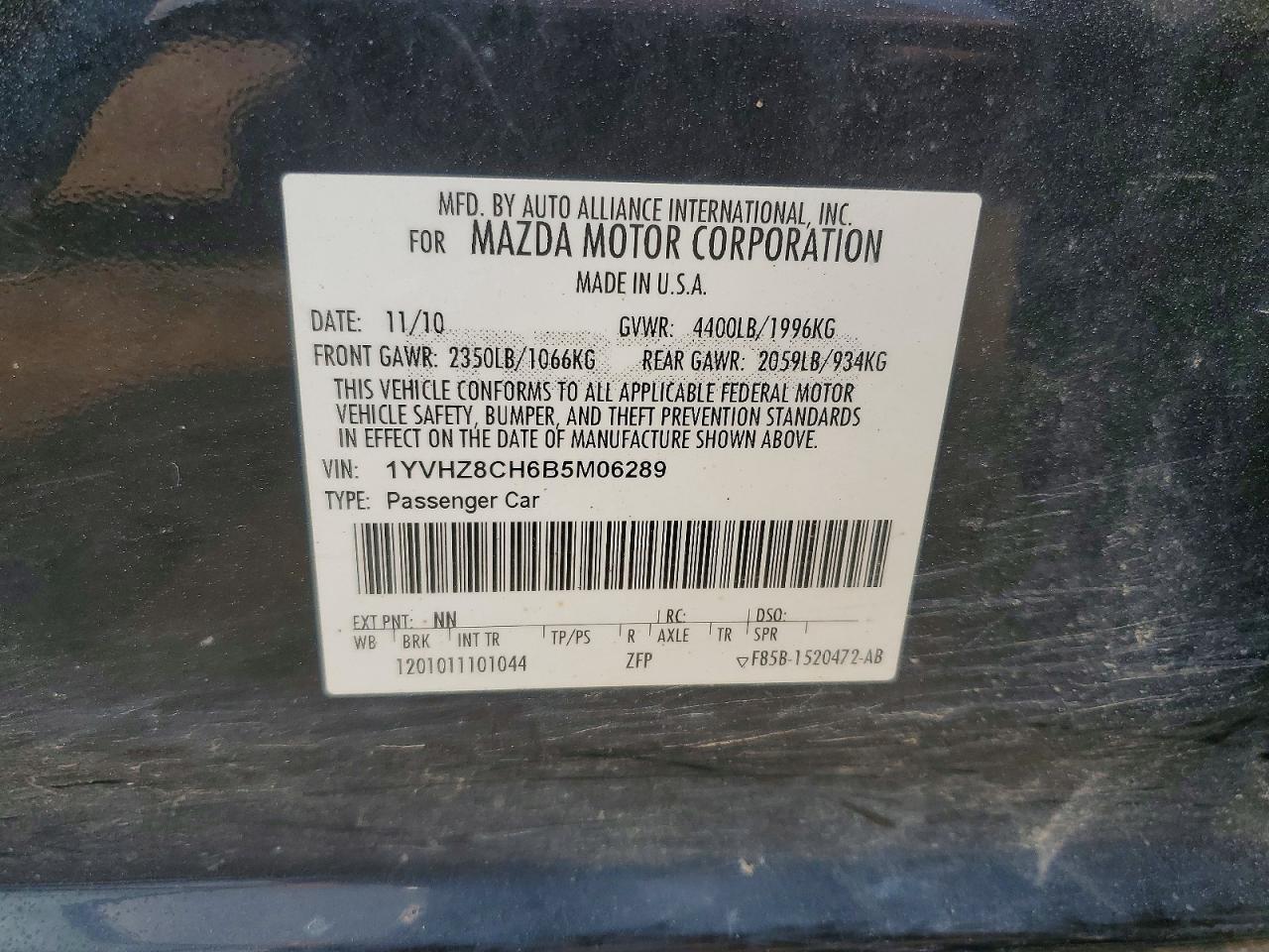 2011 MAZDA 6