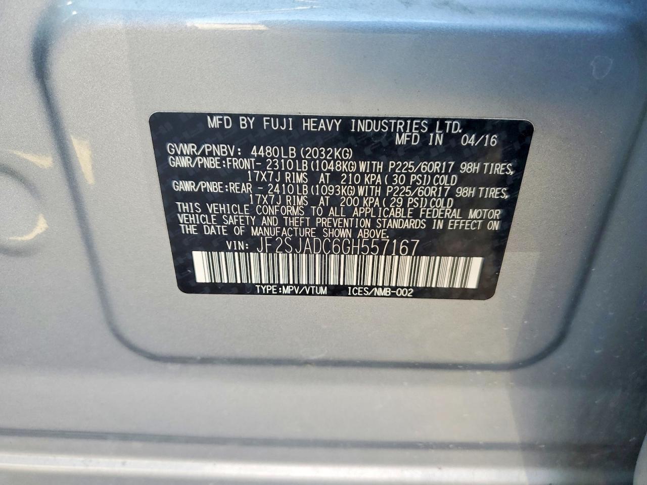 2016 SUBARU FORESTER