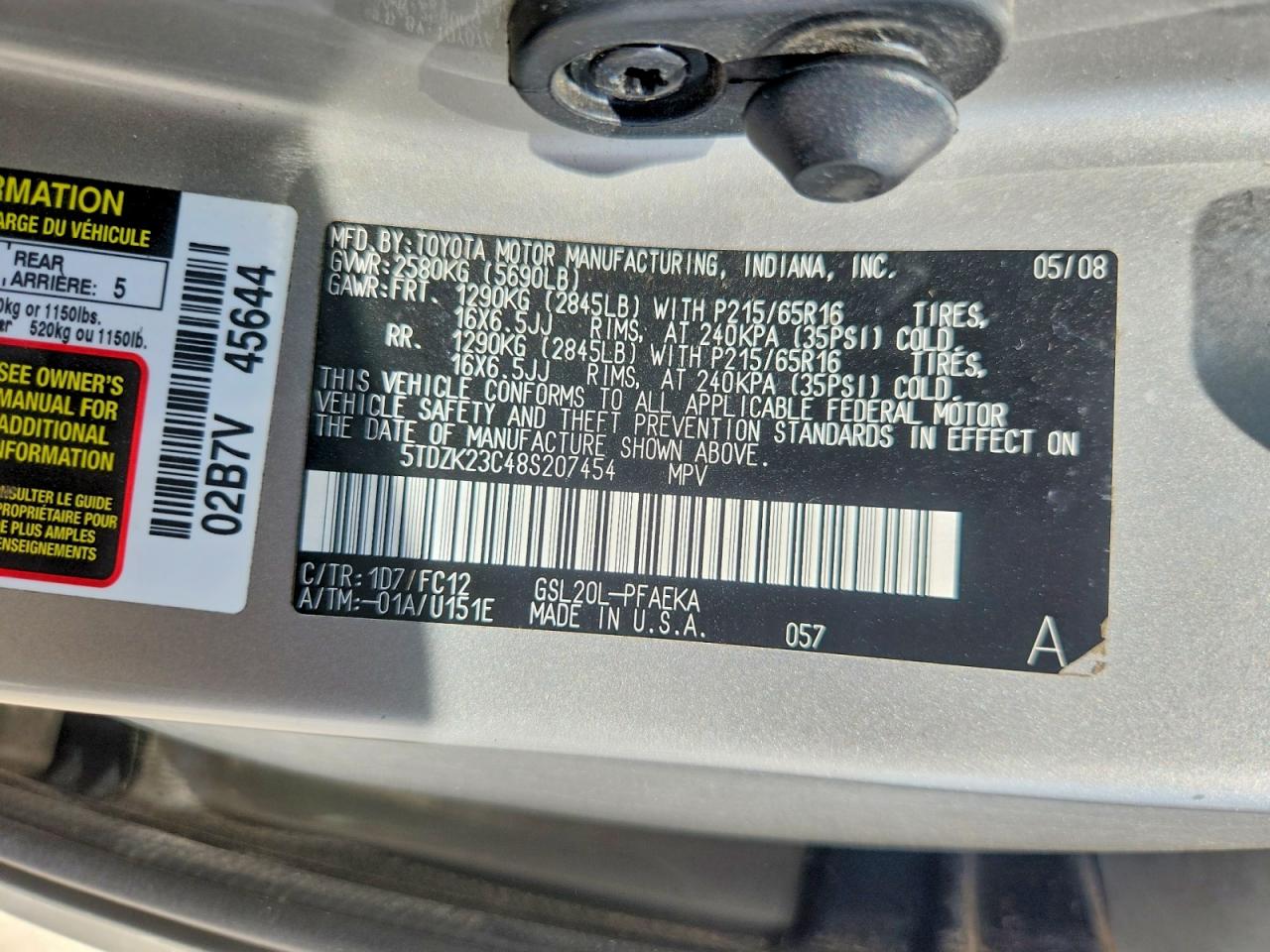 2008 TOYOTA SIENNA