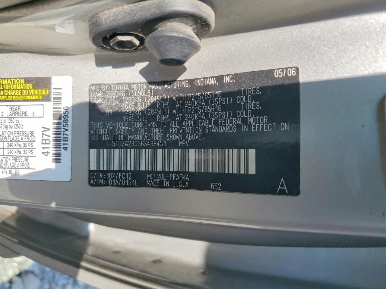 2006 TOYOTA SIENNA
