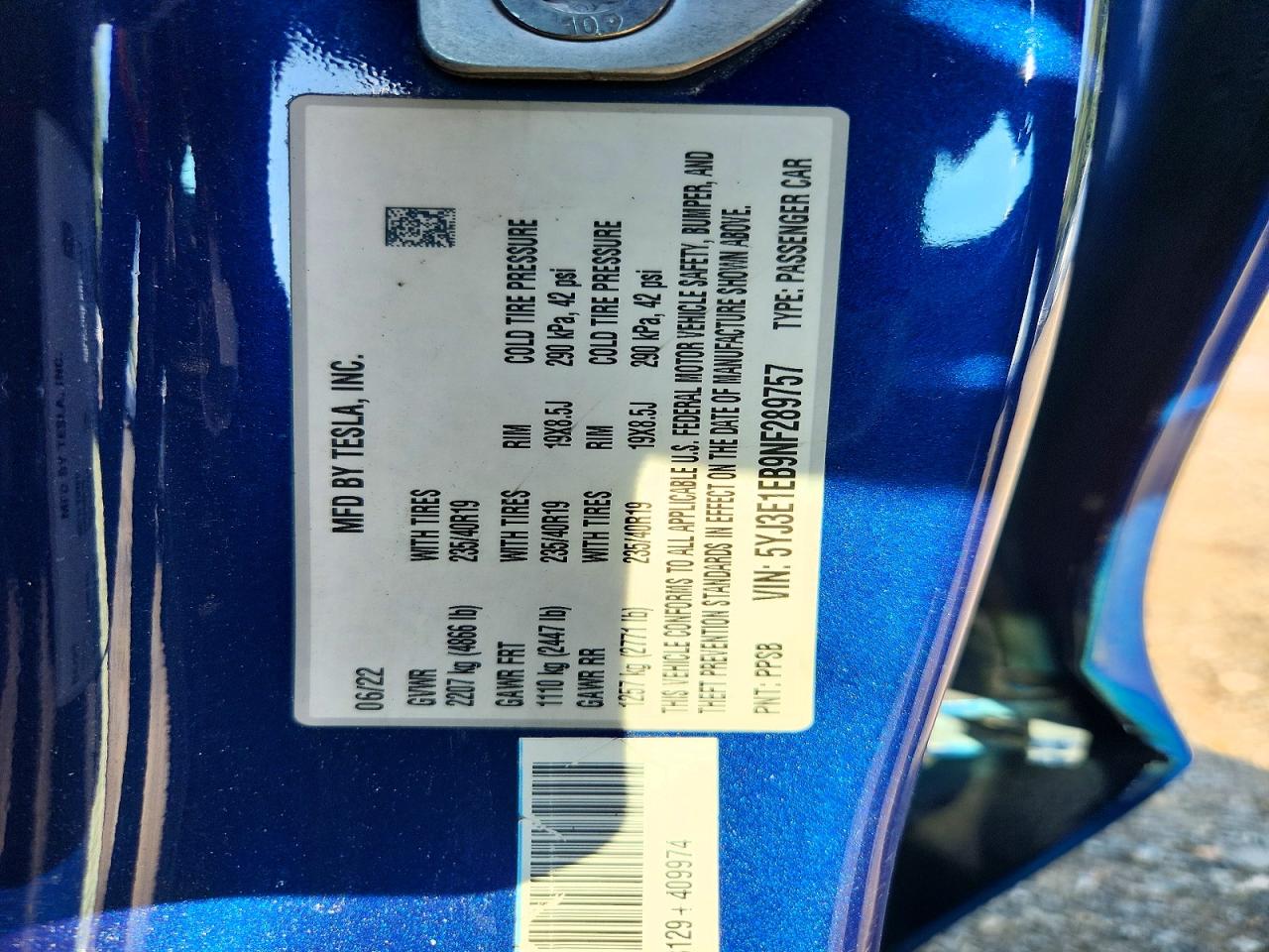 2022 TESLA MODEL 3