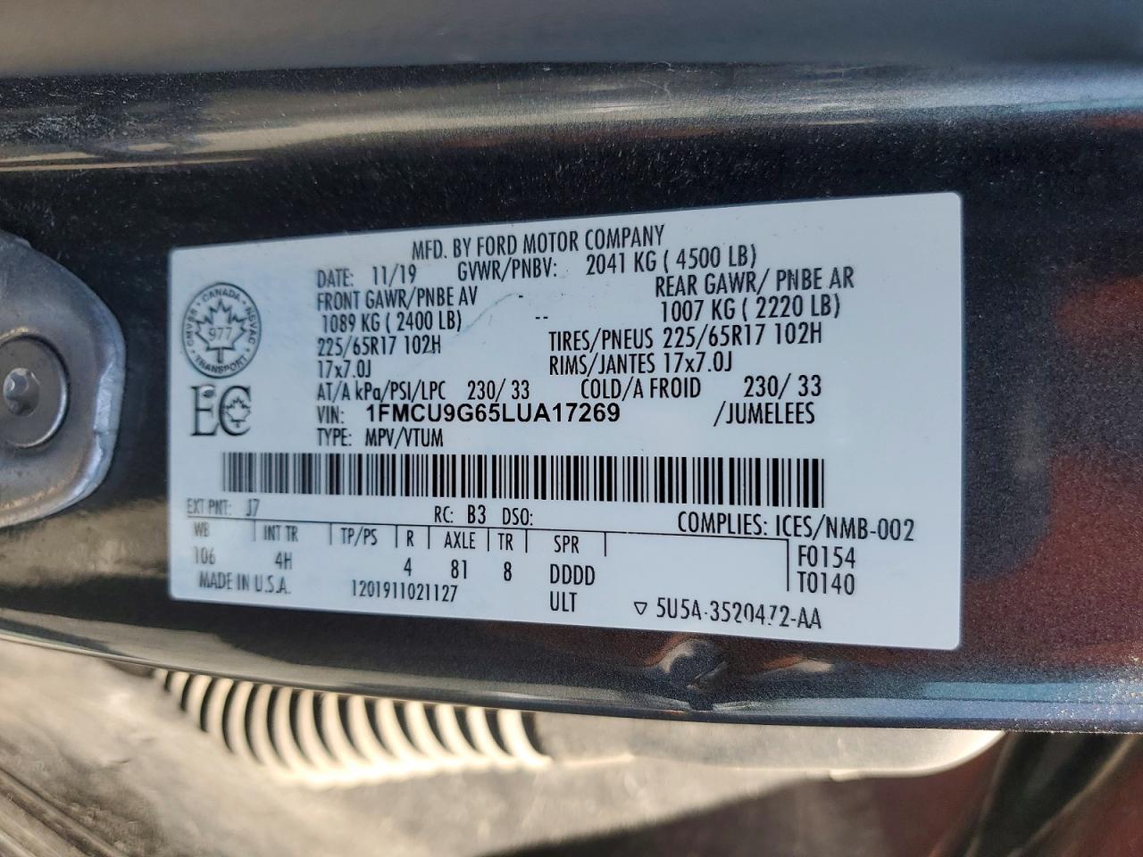 2020 FORD ESCAPE