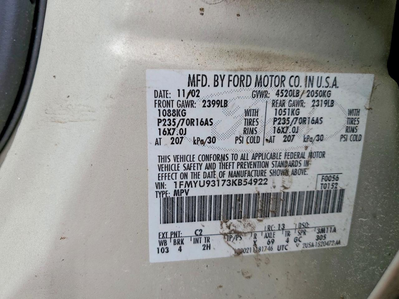 2003 FORD ESCAPE