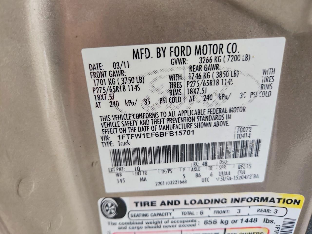2011 FORD F150