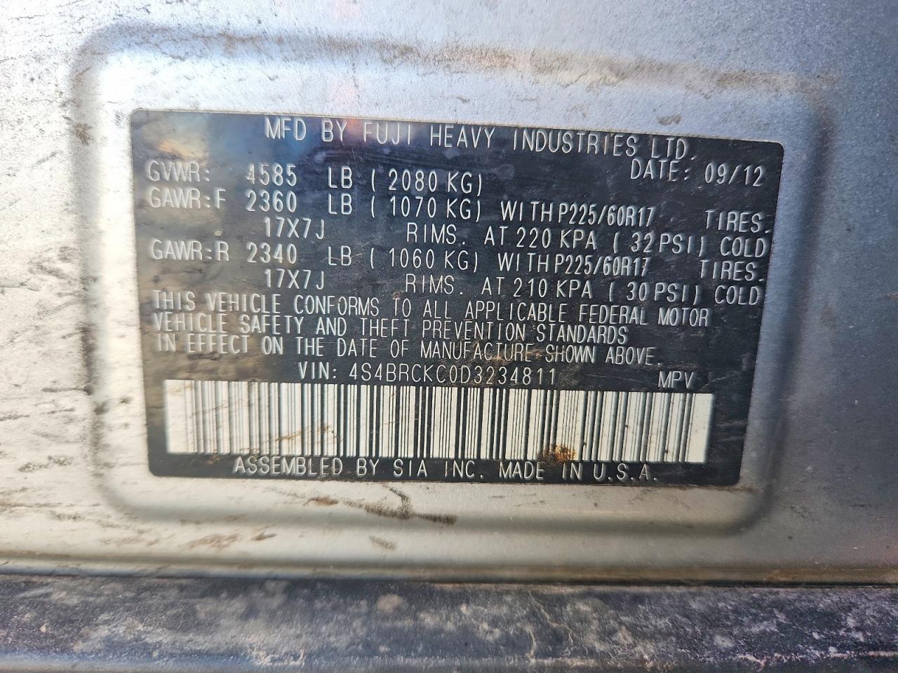 2013 SUBARU OUTBACK