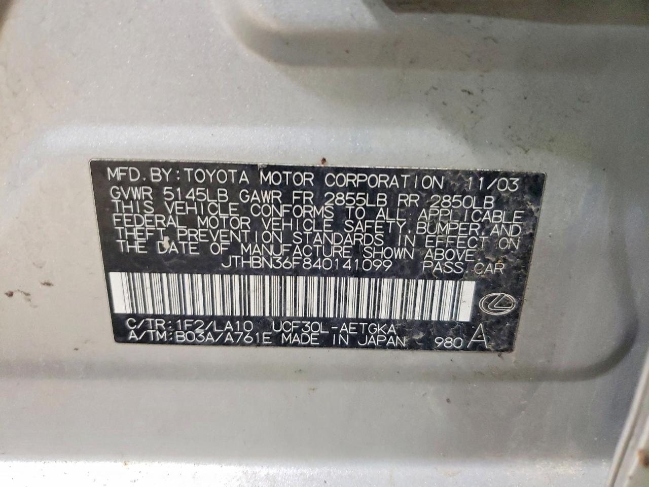 2004 LEXUS LS430
