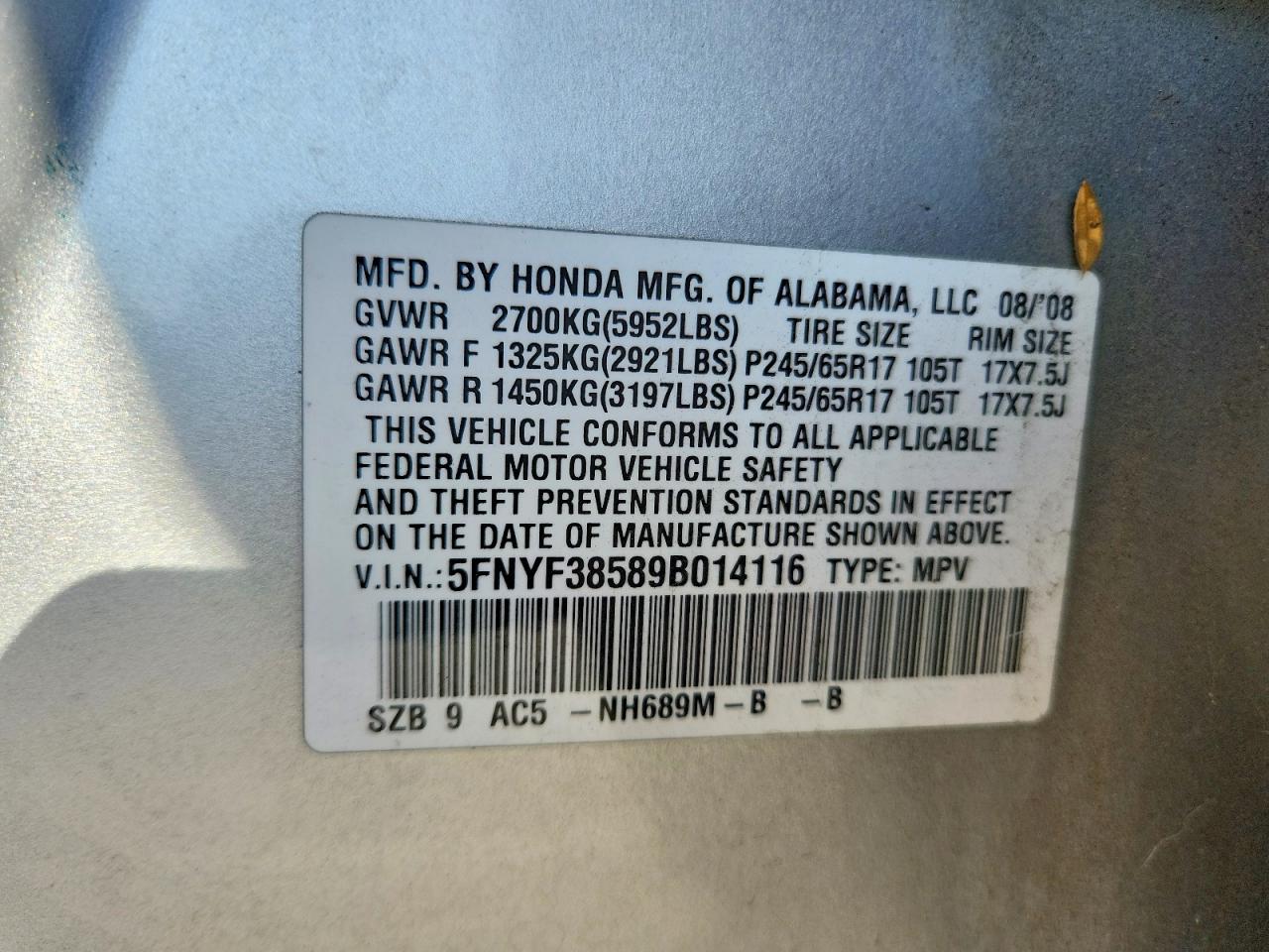 2009 HONDA PILOT