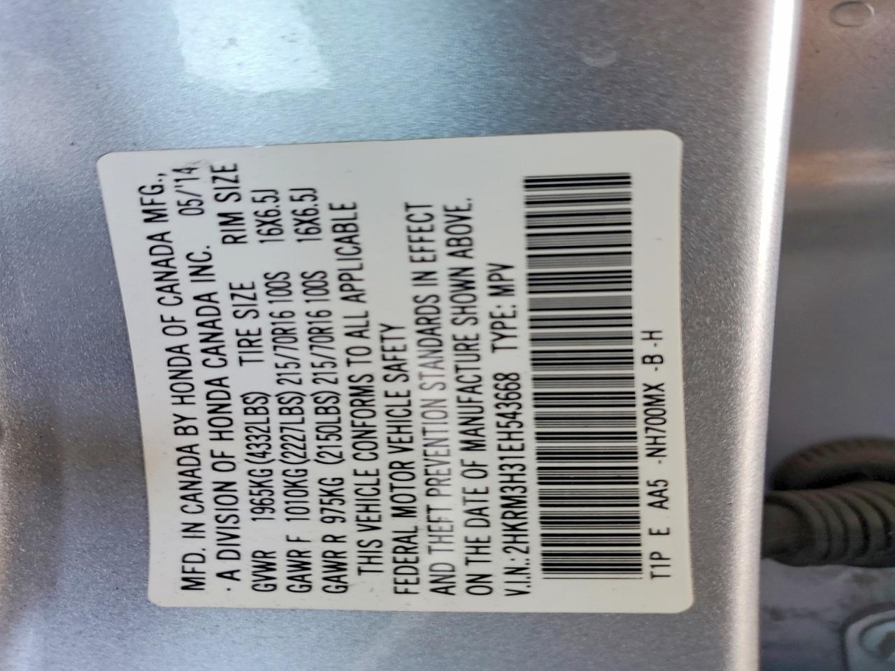 2014 HONDA CRV