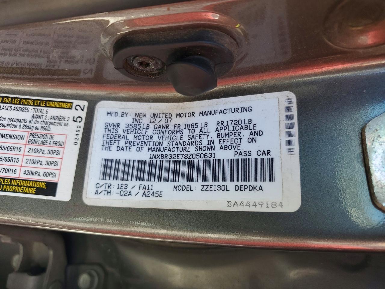 2008 TOYOTA COROLLA
