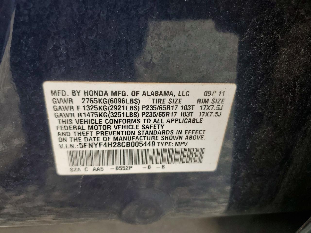 2012 HONDA PILOT