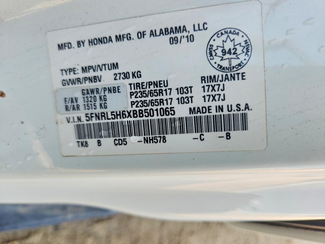 2011 HONDA ODYSSEY