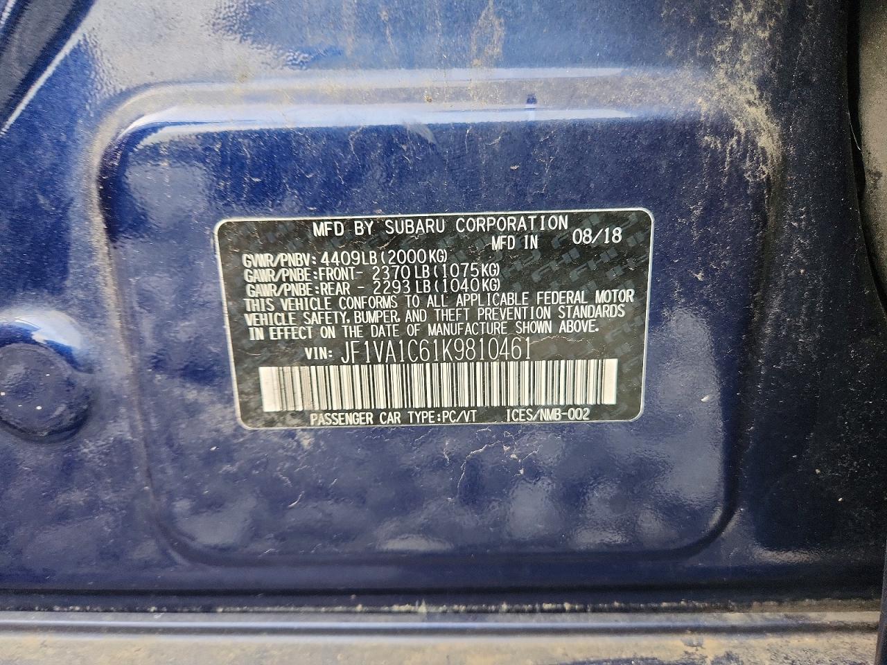 2019 SUBARU WRX