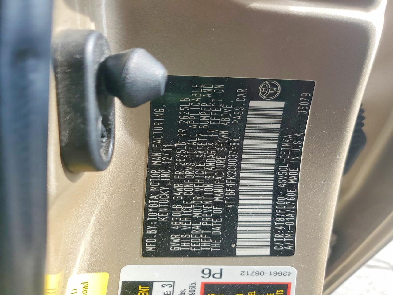 2012 TOYOTA CAMRY