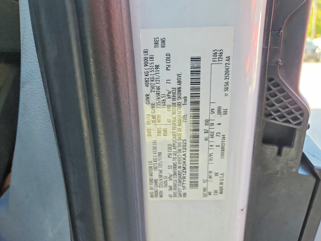 2019 FORD TRANSIT