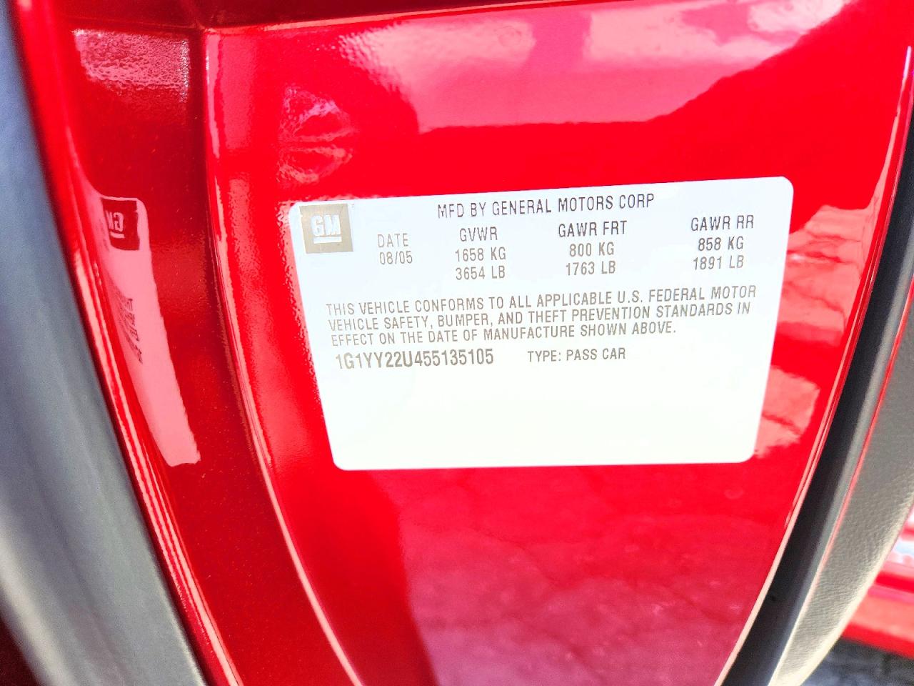 2005 CHEVROLET CORVETTE