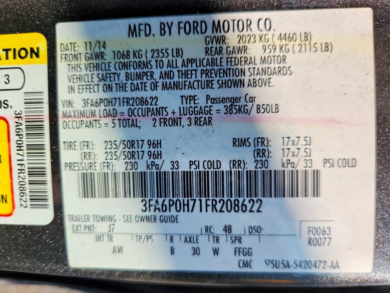 2015 FORD FUSION