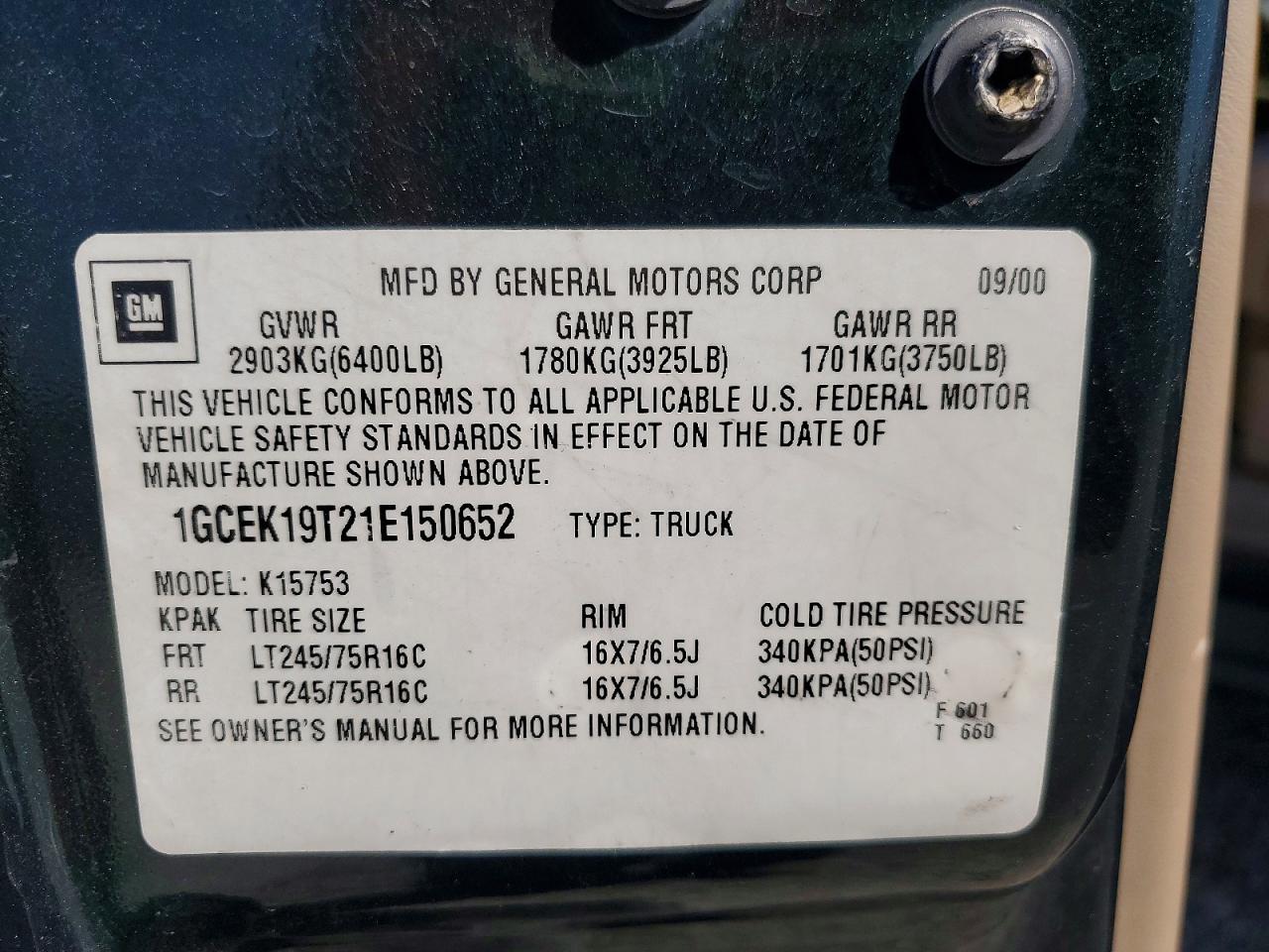 2001 CHEVROLET SILVERADO