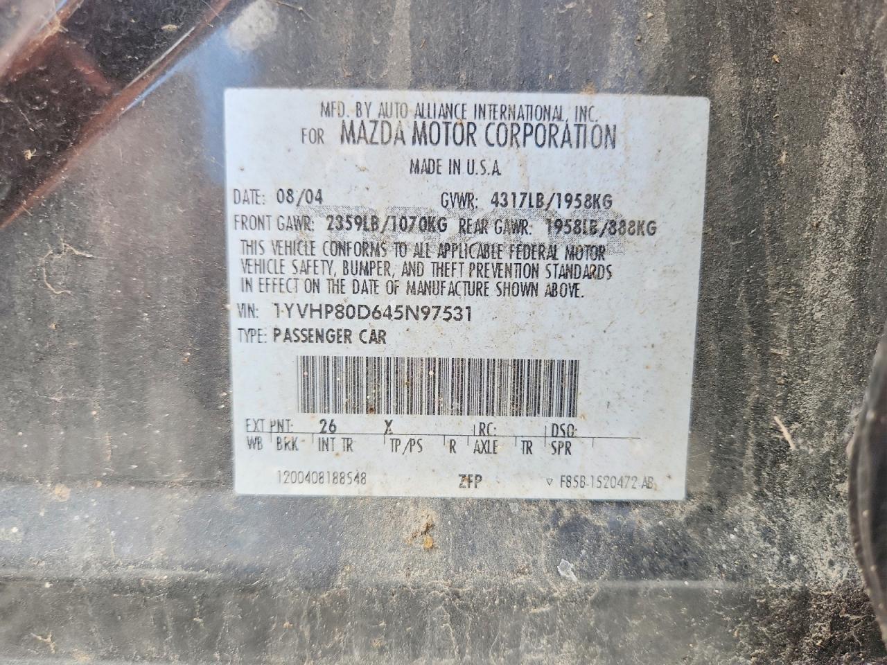 2004 MAZDA 6