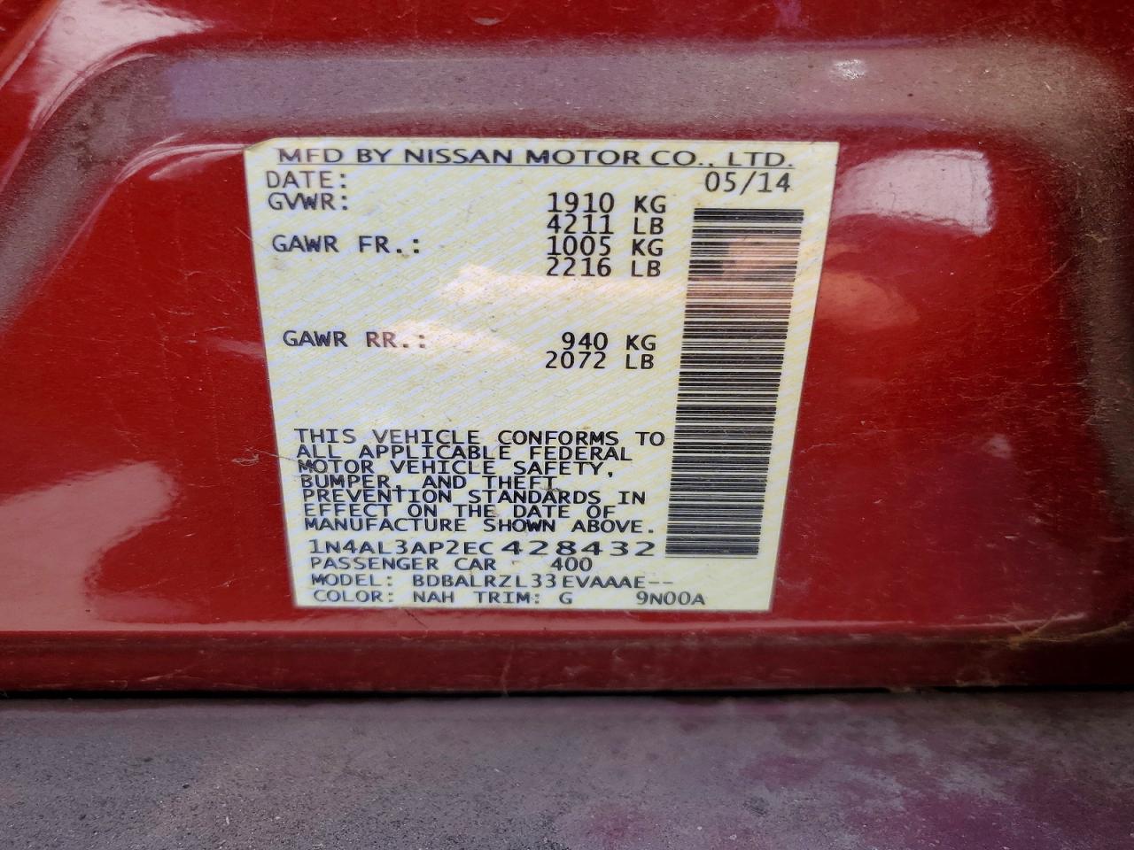 2014 NISSAN ALTIMA