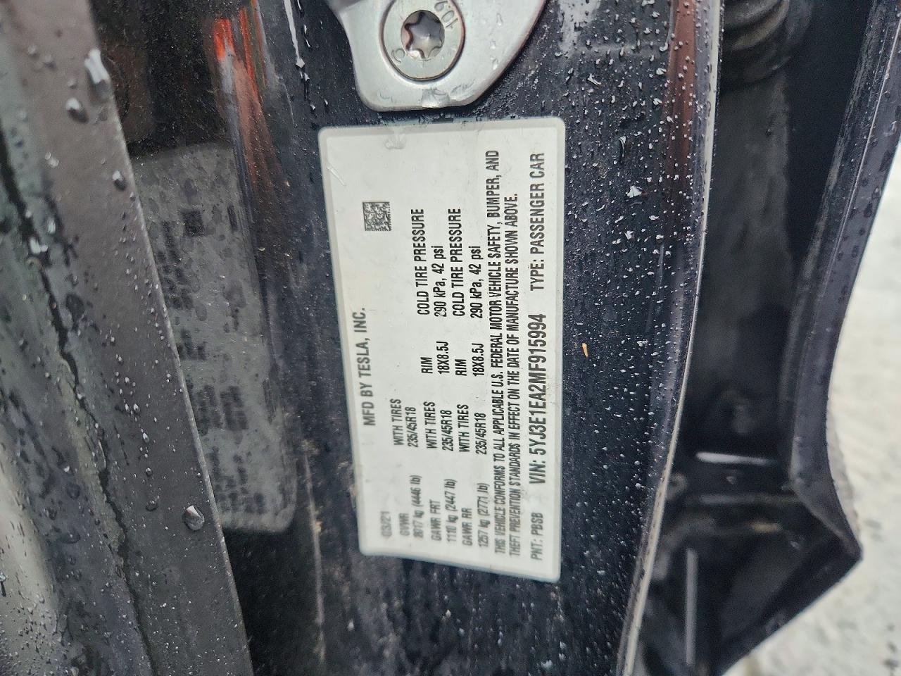 2021 TESLA MODEL 3