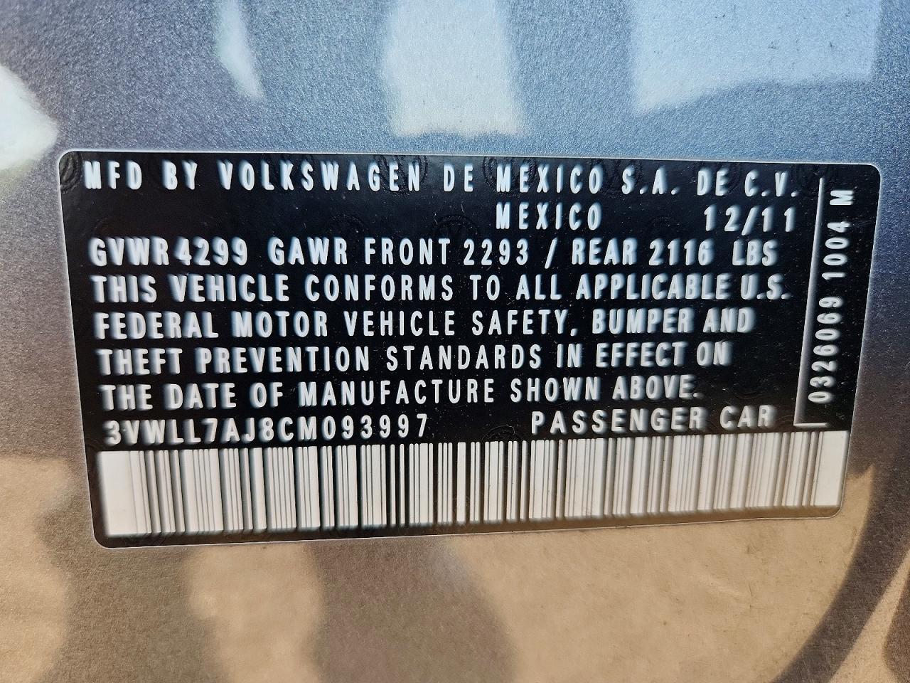 2012 VOLKSWAGEN JETTA