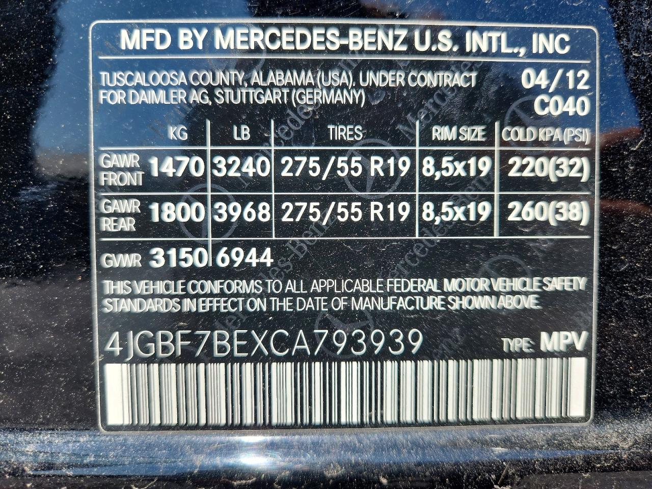 2012 MERCEDES-BENZ GL-CLASS