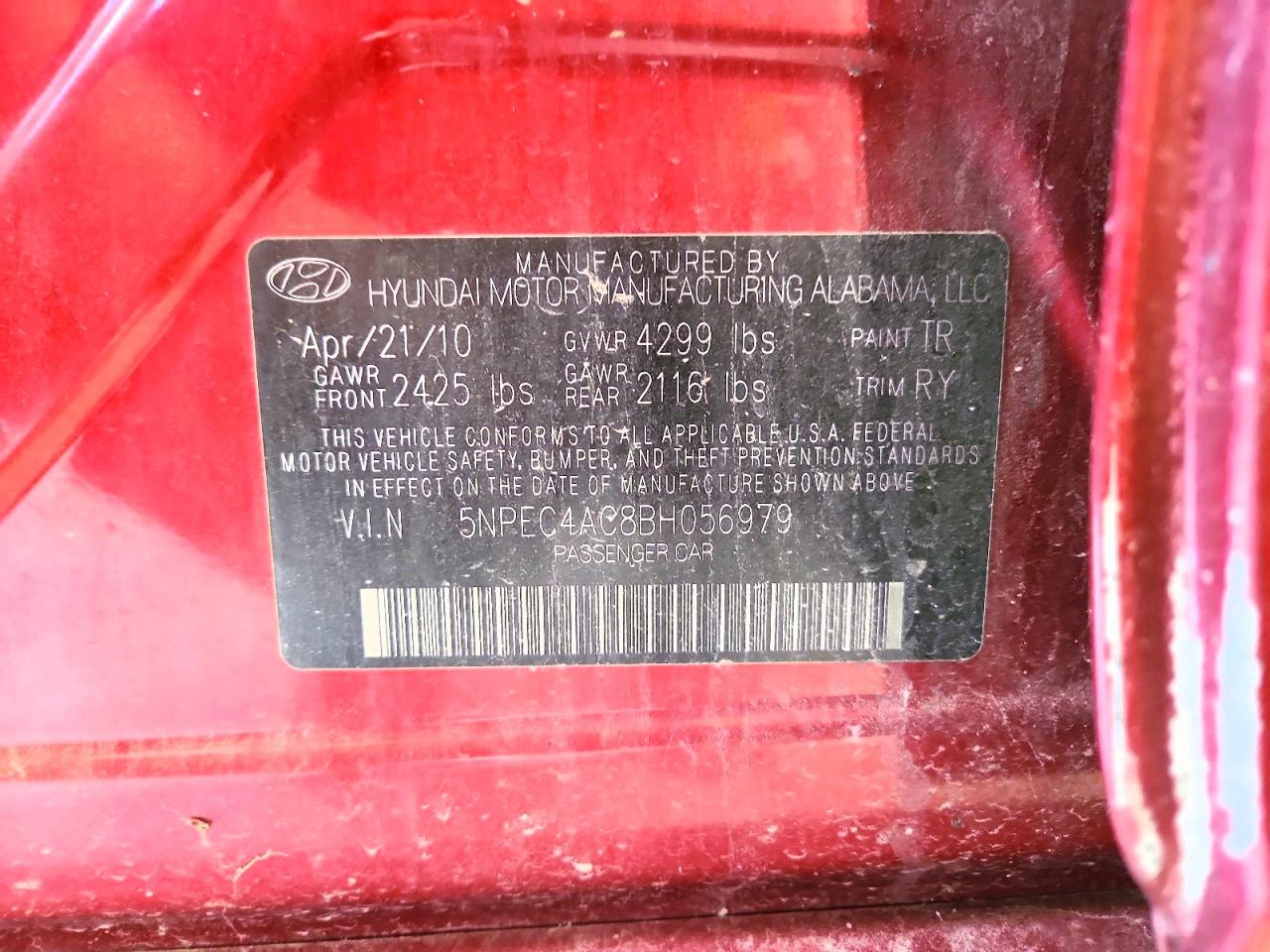 2011 HYUNDAI SONATA